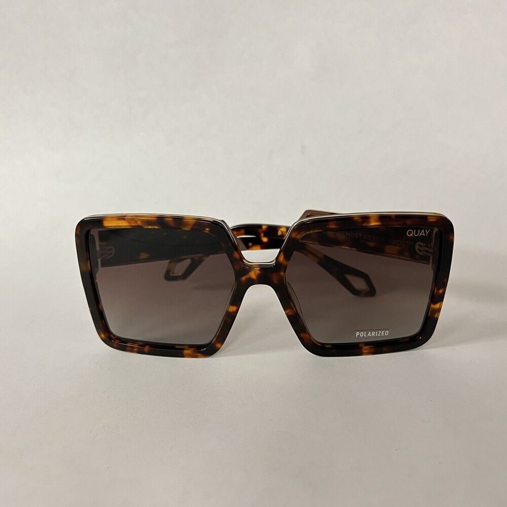 Quay Australia Oversized Almost Ready Sunglasses Tort Brown Polarized Luxe Glam
